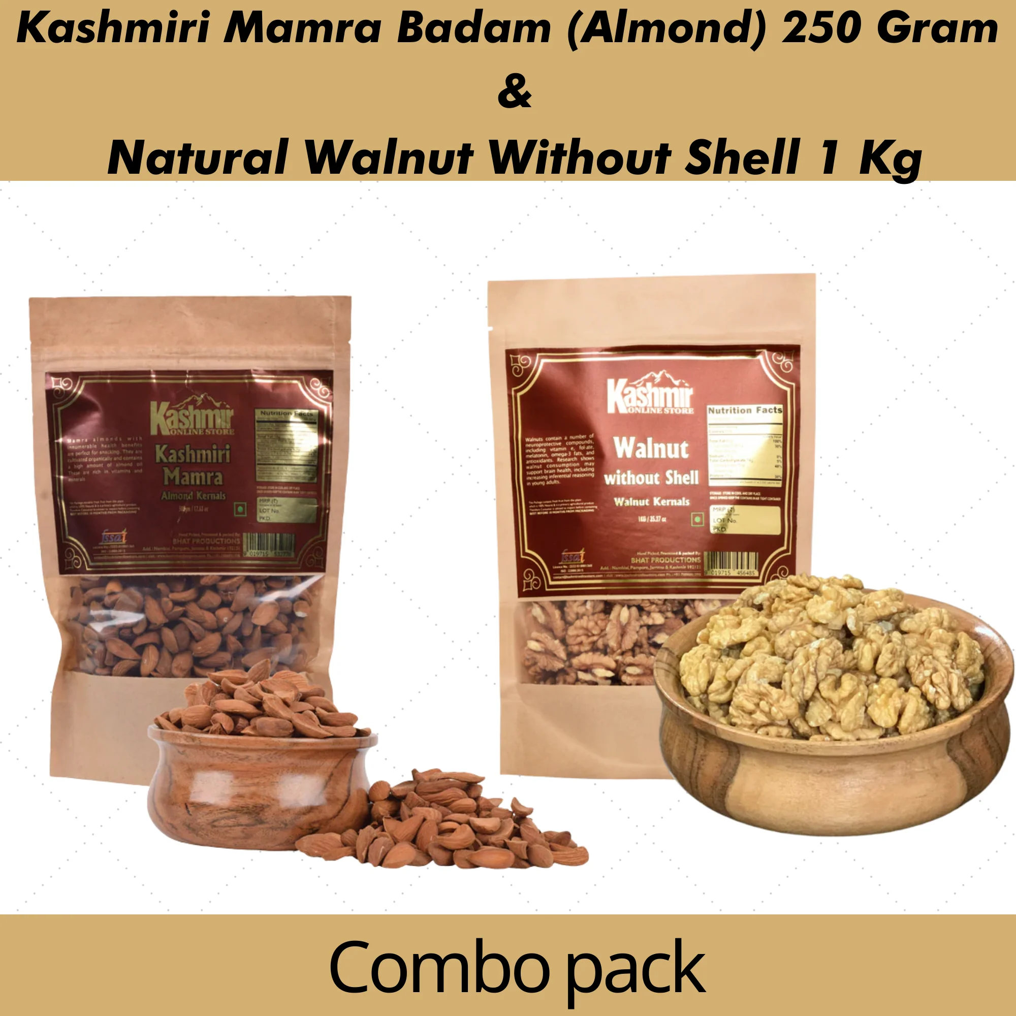 Buy Combo Pack of Kashmiri Mamra Almonds 250g and Walnuts 1 kg - Image 3