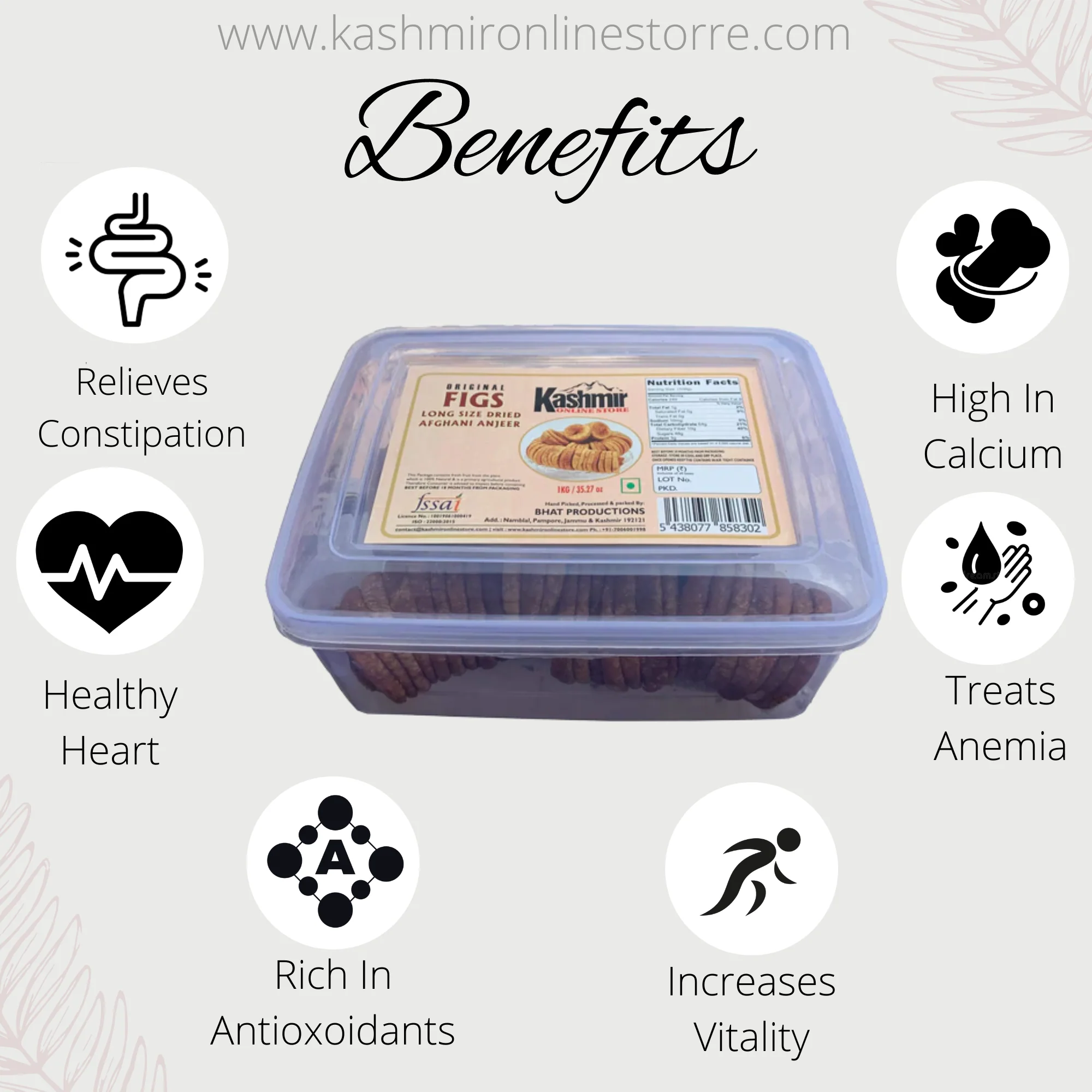 Dried Figs (Anjeer) - Fresh White Medium Sized Fig - Image 3